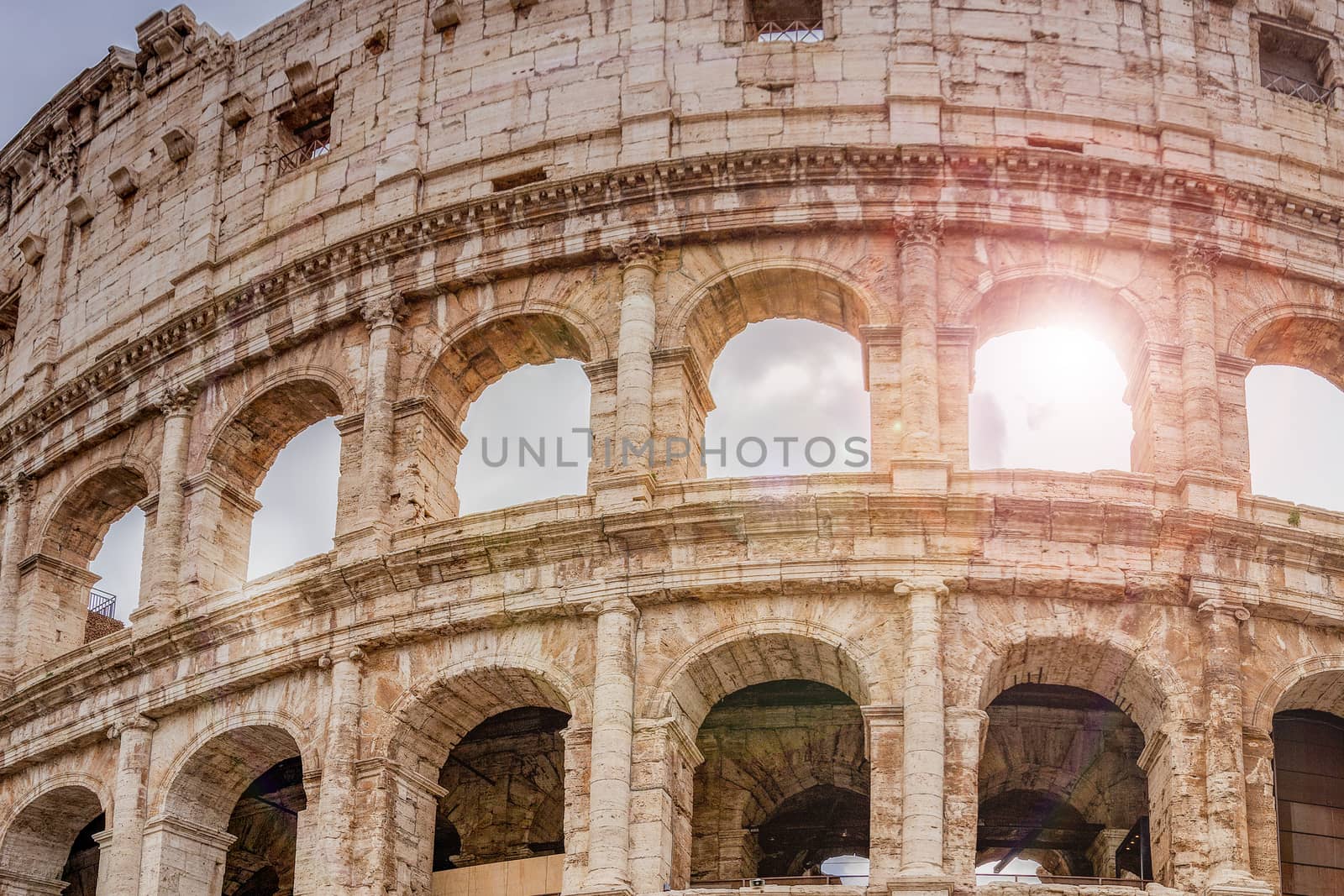 architectural detail of the colosseum in Rome