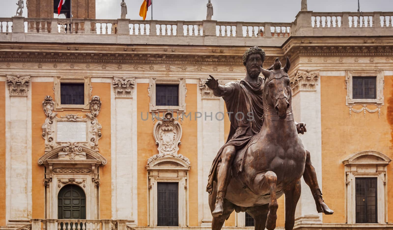 equestrian bronze statue of Marcus Aurelius in Piazza del Campidoglio in Rome