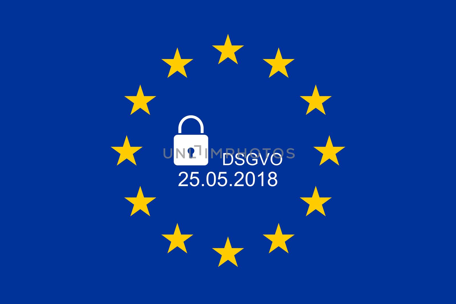 European flag with text DSGVO and 25.05.2018