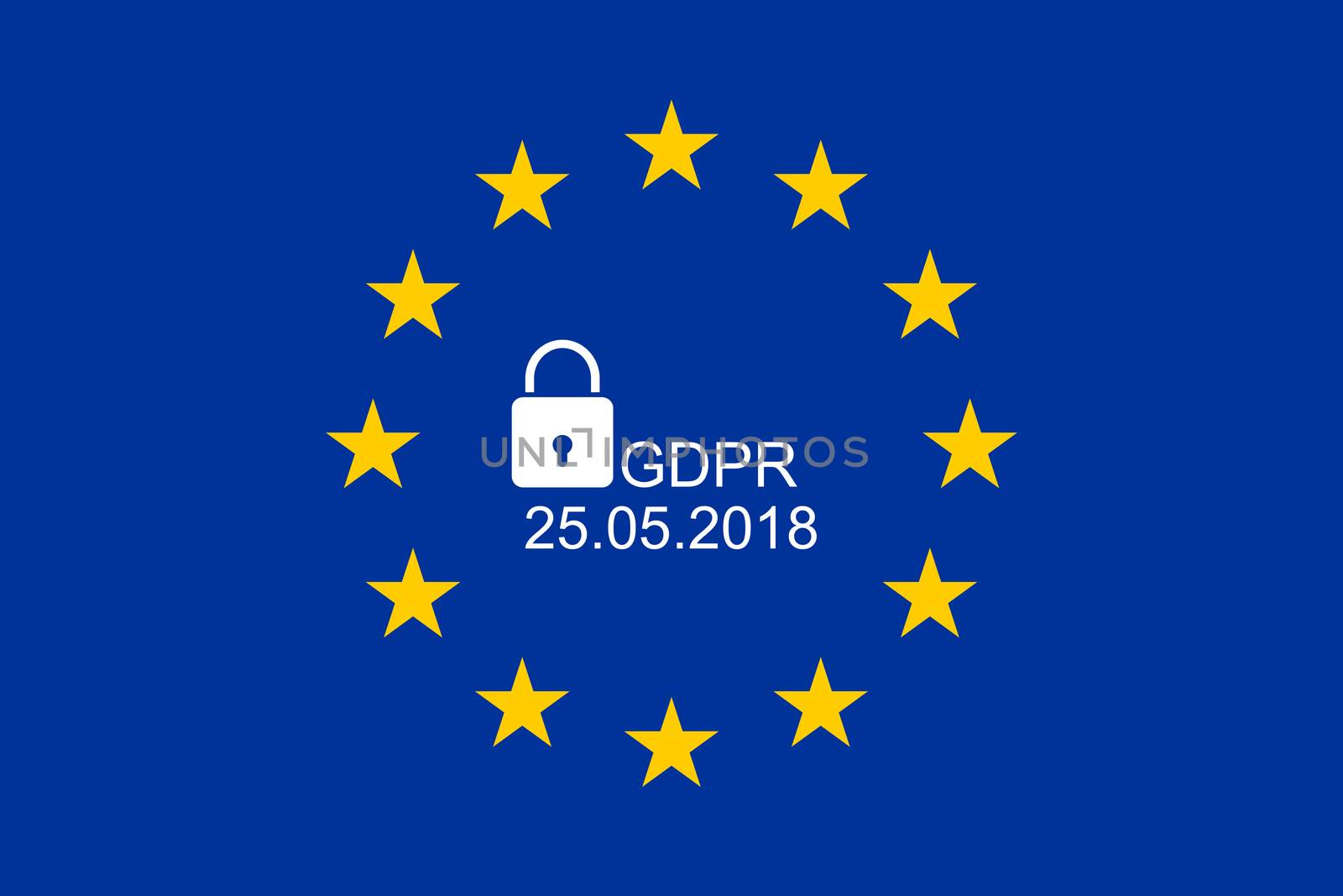 European flag with text GDPR and 25.05.2018