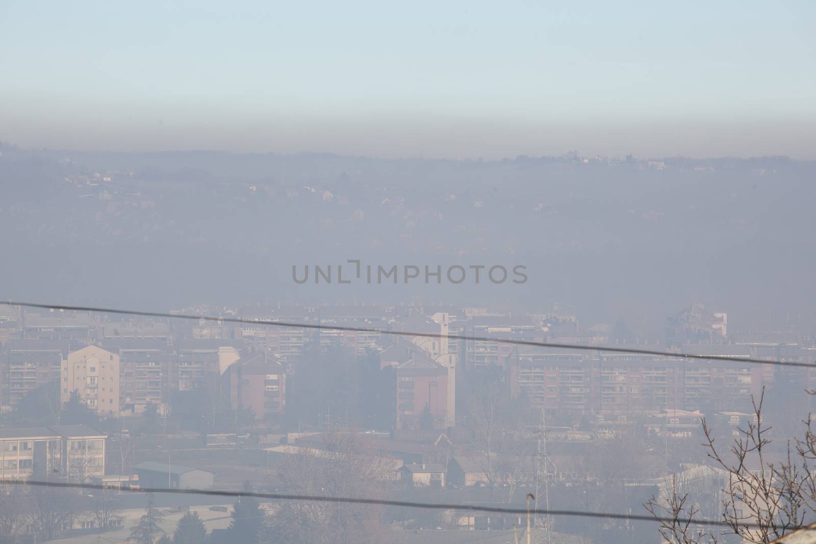Smog and airpoluton air polution, Europe, Serbia, Valjevo city