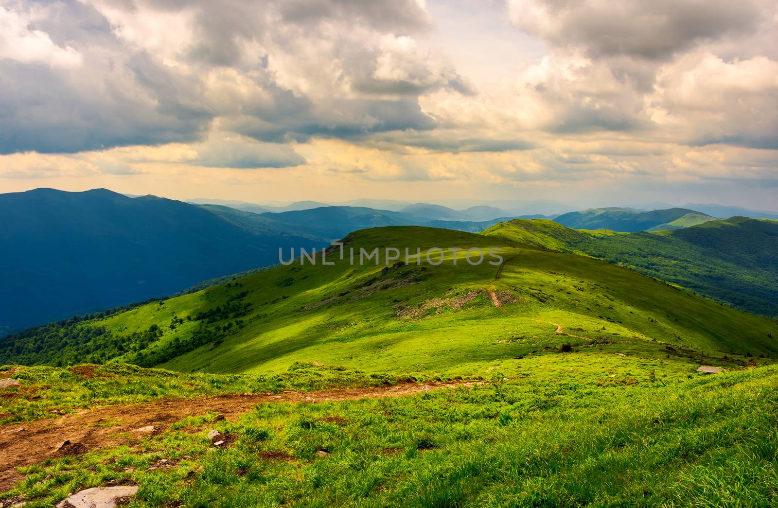 beautiful mountain landscape with grassy hills by Pellinni