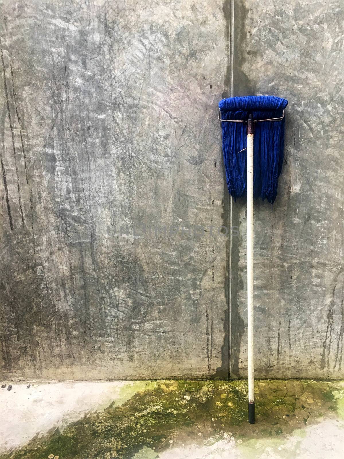 Dirty blue mop for washing clean up house by e22xua