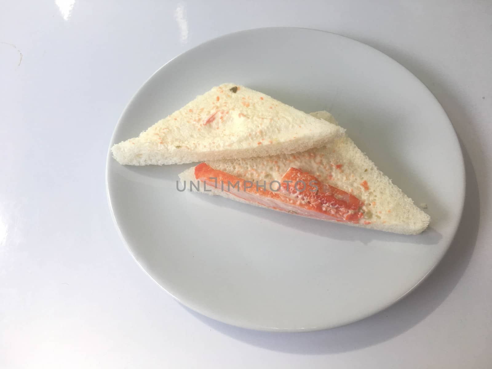 Crab Sandwich in Ceramic White Plate by e22xua