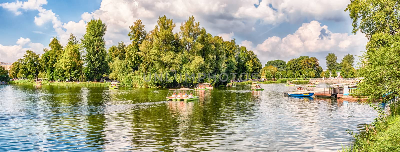 Idillic lake inside Gorky Park, Moscow, Russia by marcorubino