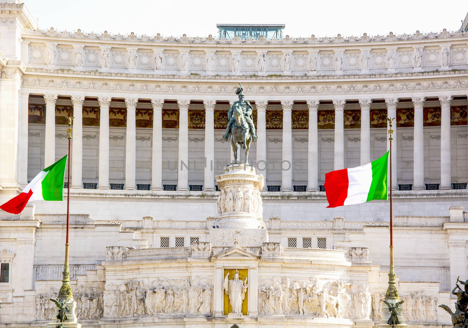 Bronze equestrian statue of Victor Emmanuel II placed at the Altar of Fatherland (Vittoriano) in Rome, Italy