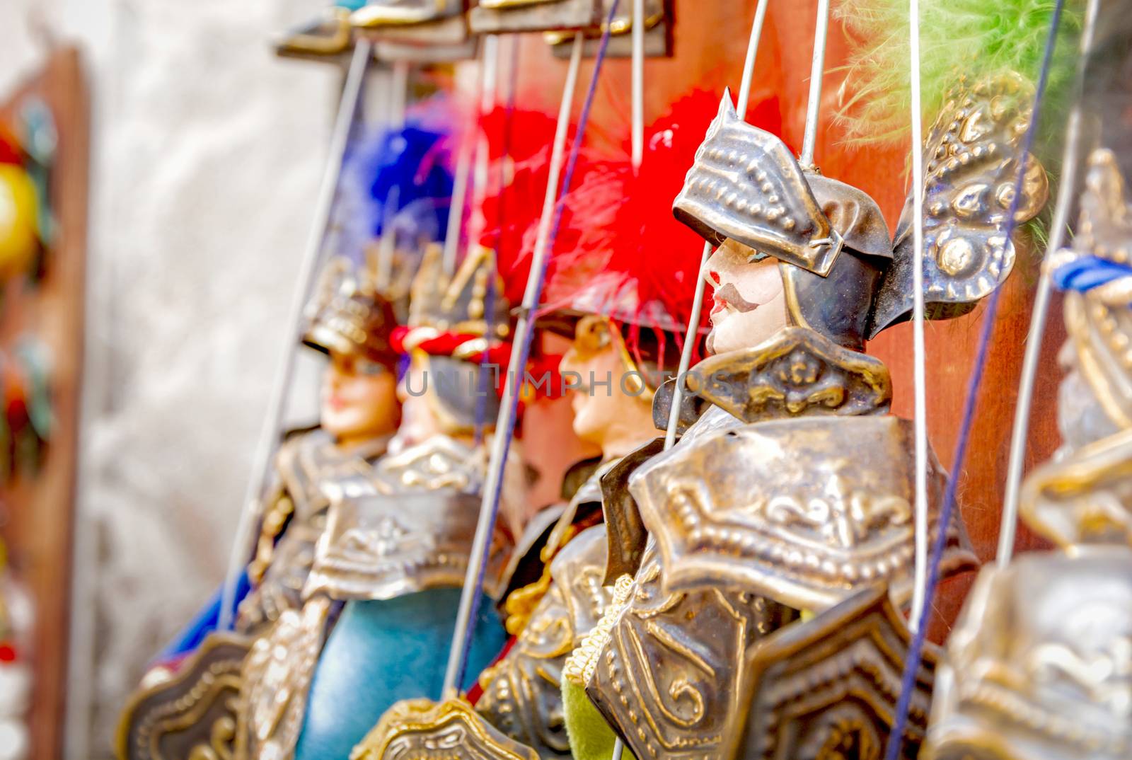 Traditional Sicilian puppets used for The Opera dei Pupi is a theatrical performance of marionettes of romantic poems frank, Italy