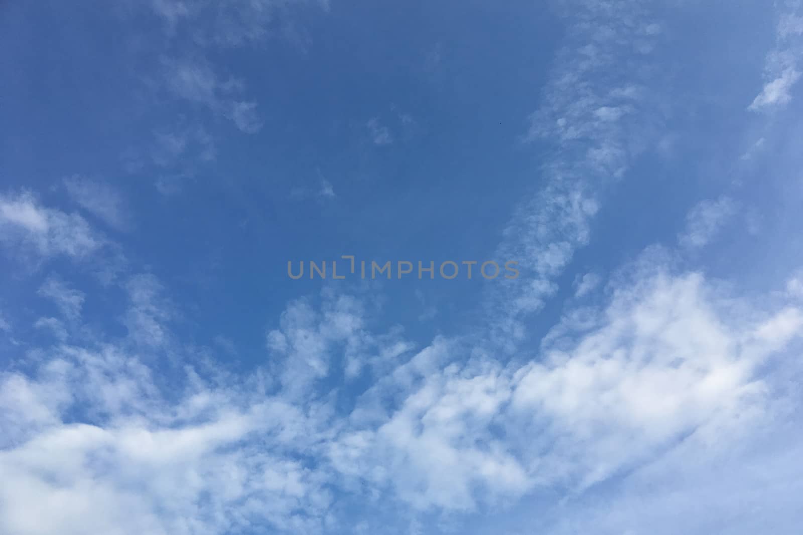 Clear blue sky with plain white cloud with space for text background