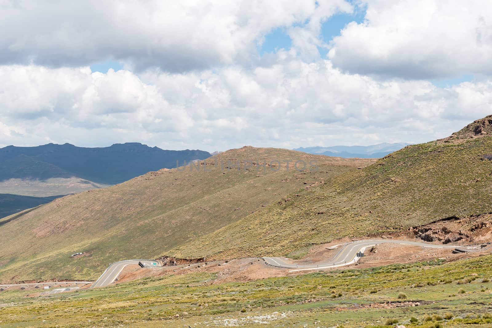 Black Mountain Pass in Lesotho. The highest point of the pass is 3240 meter above sea level.