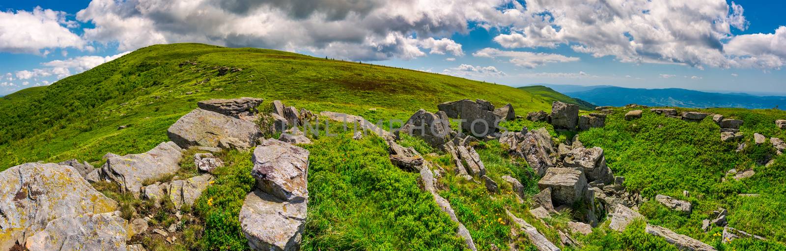 panorama of Runa mountain with rocks on hillside by Pellinni