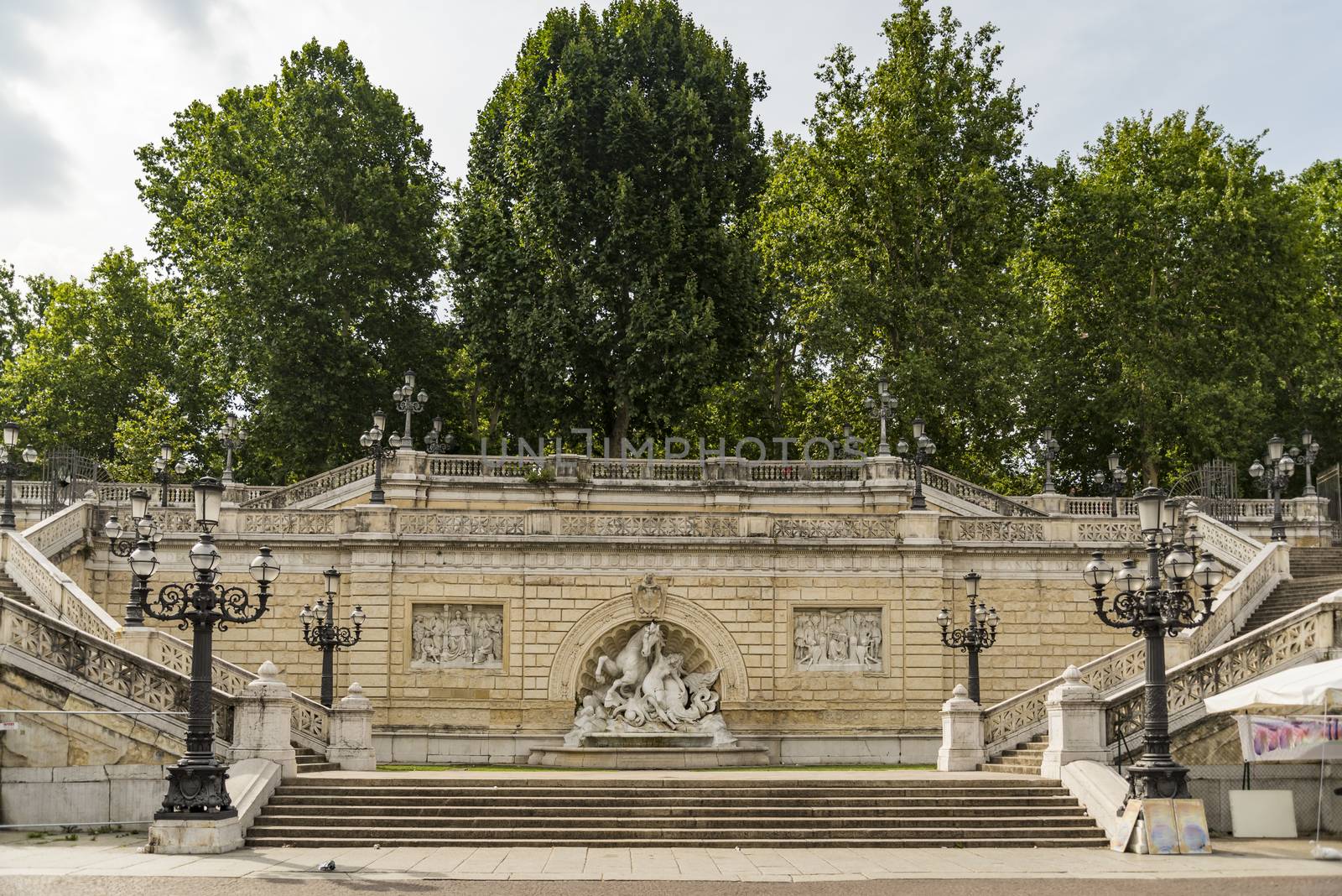 The Fountain of Nymph and Seahorse in the Montagnola Park in Bologna, Italy