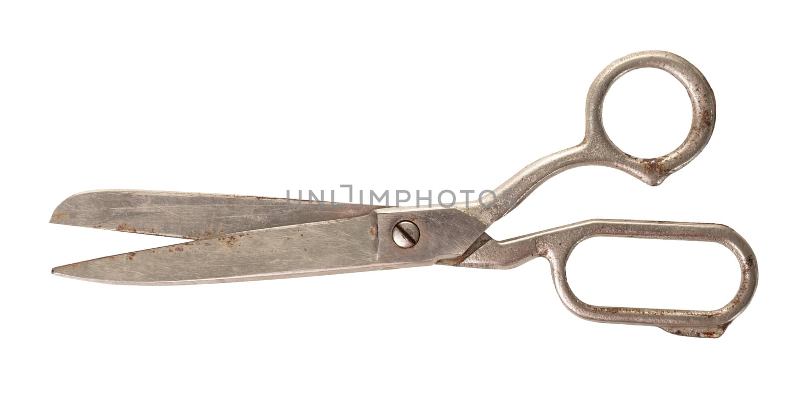 sewing scissors close-up on white isolated background