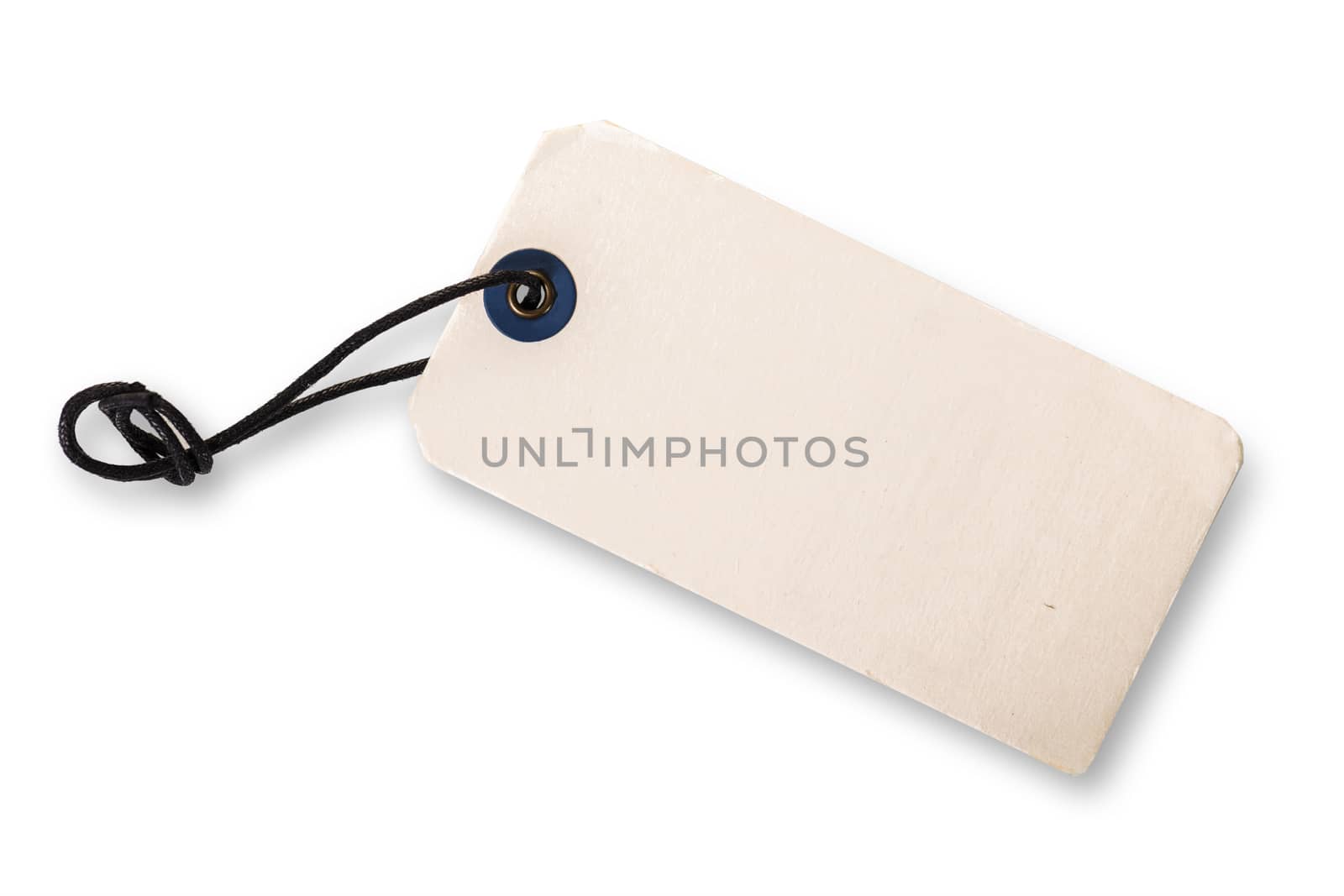 blank close-up tag on white isolated background