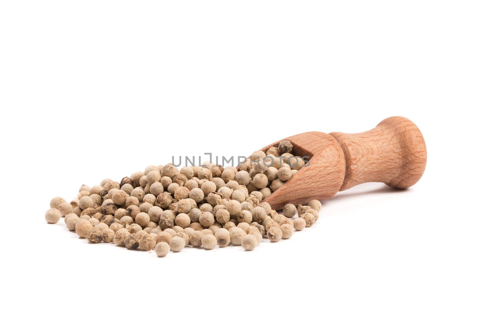 White pepper isolated on a white background, white peppercorn