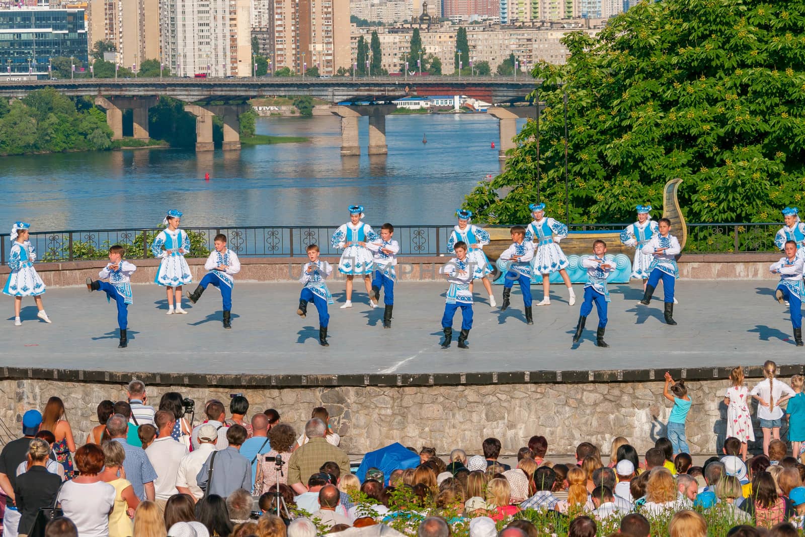 KIEV, UKRAINE - July 20, 2016 : Folklore dances girls and boys the dancing hopak of International tournament