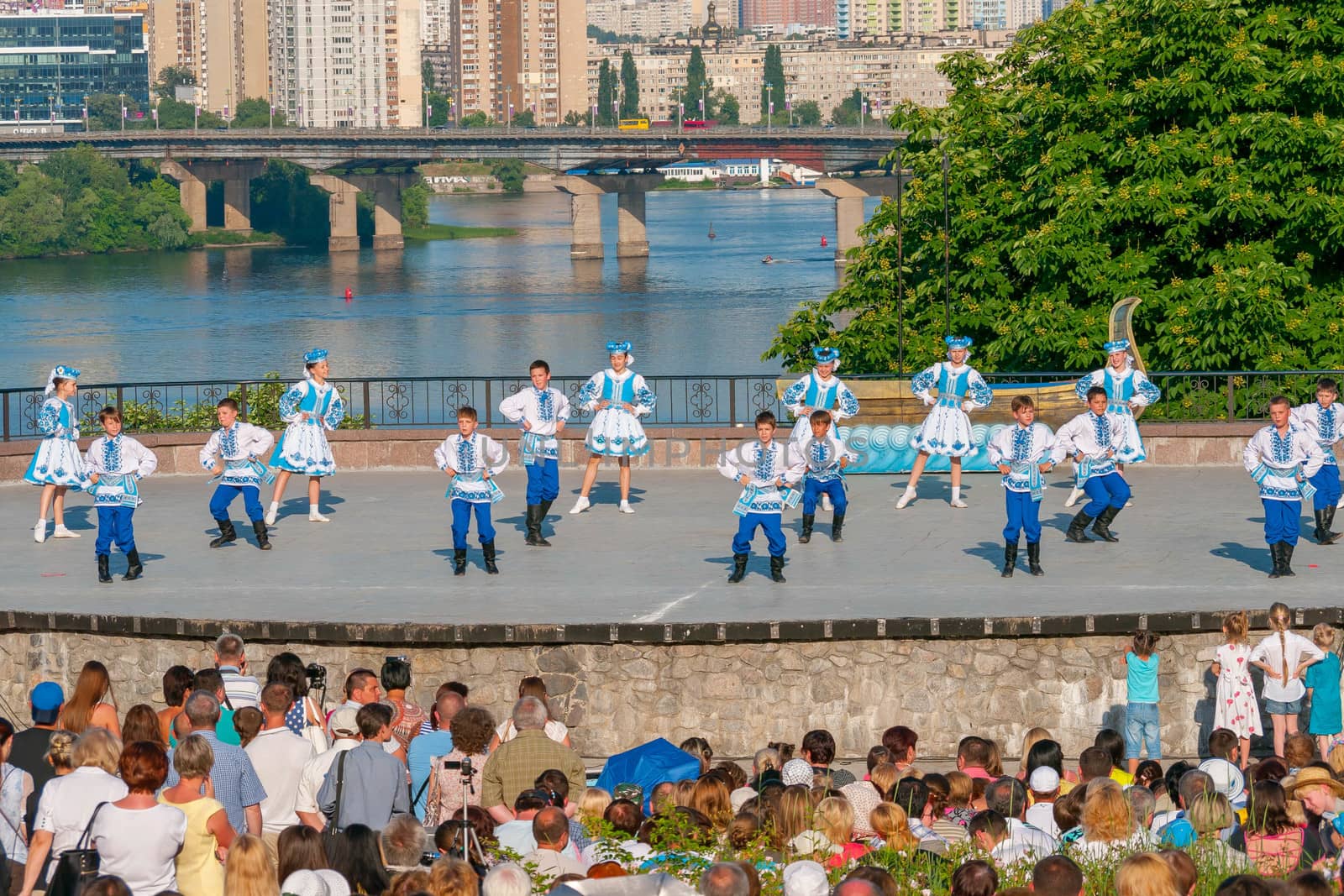 KIEV, UKRAINE - July 20, 2016 : Folklore dances girls and boys the dancing hopak of International tournament