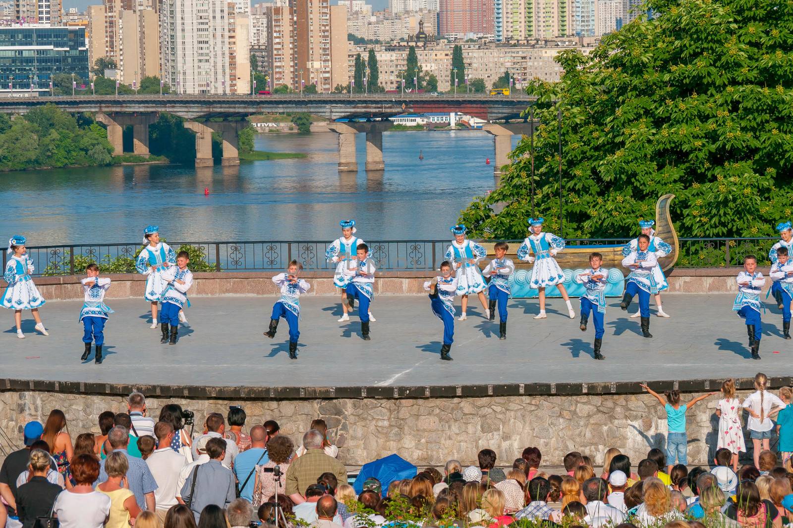 KIEV, UKRAINE - July 20, 2016 : Folklore dances girls and boys the dancing hopak of International tournament