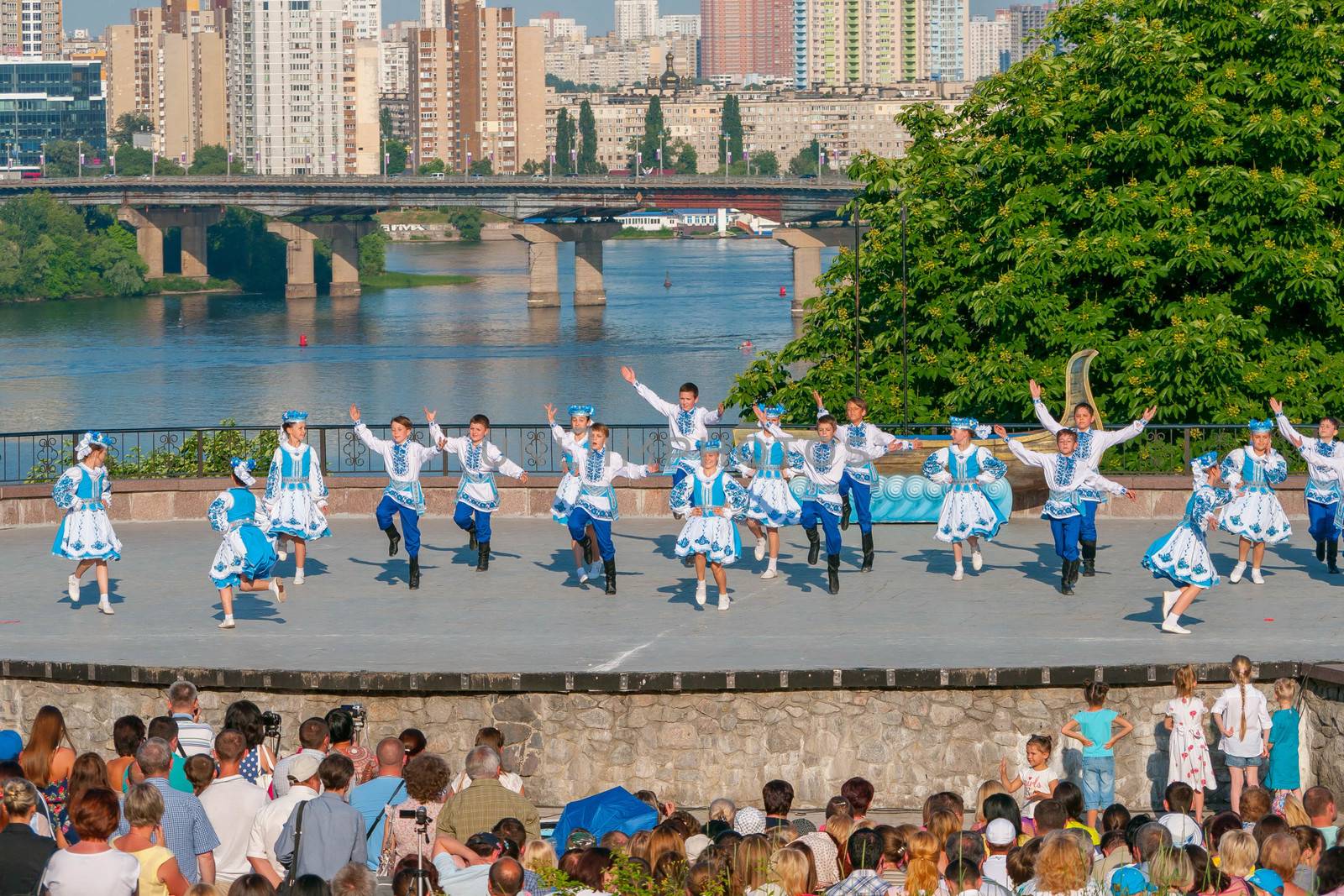 KIEV, UKRAINE - July 20, 2016 : Folklore dances girls and boys the dancing hopak of International tournament