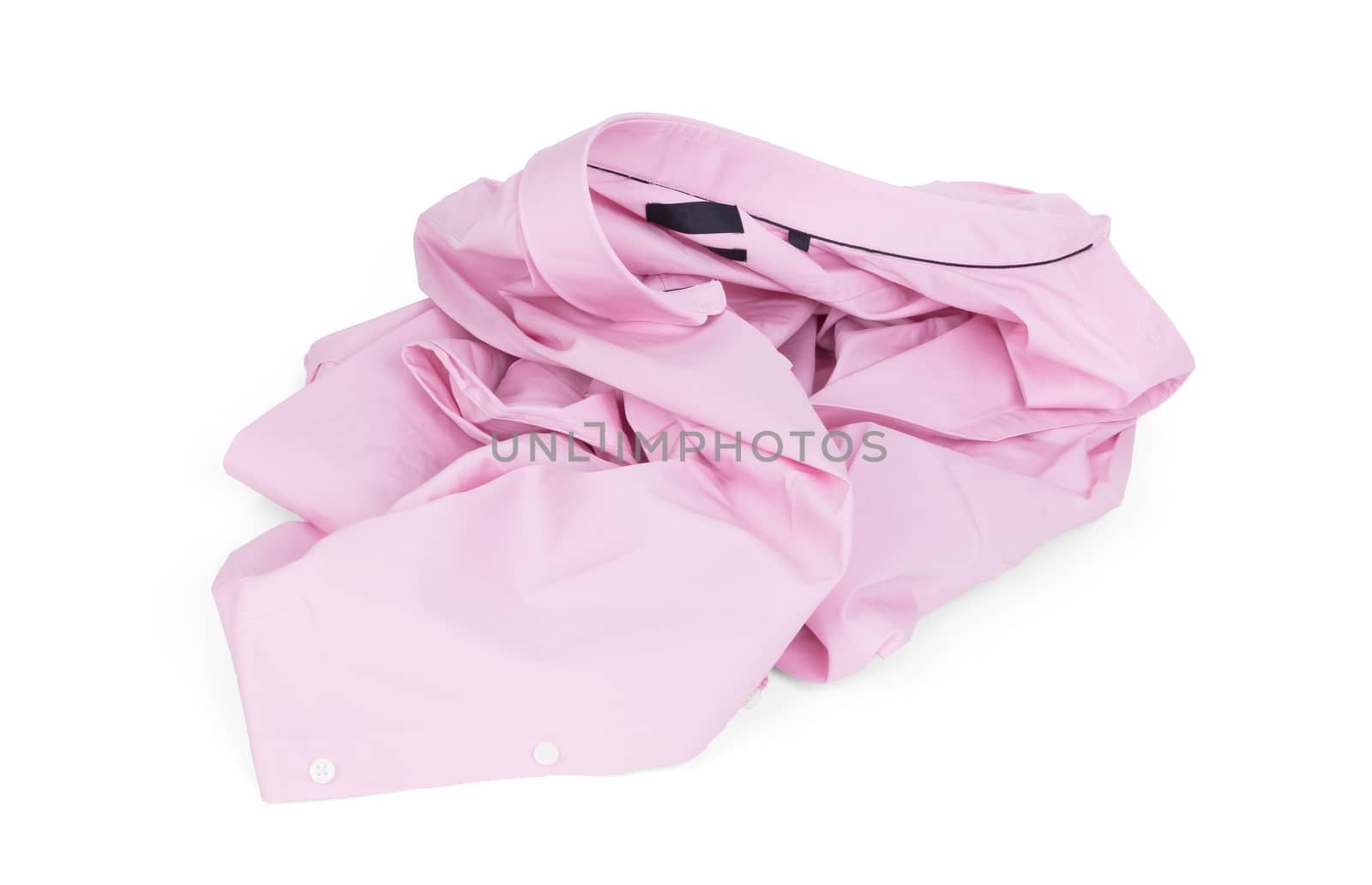 Unfolded pink man shirt on white background - Unfolded, laundry