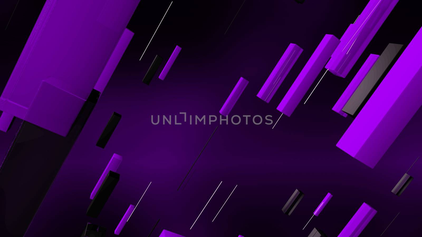 An arty 3d rendering of black and light violet lines rushing diagonally in the dark violet background. They are full of dynamism and create the mood of success.