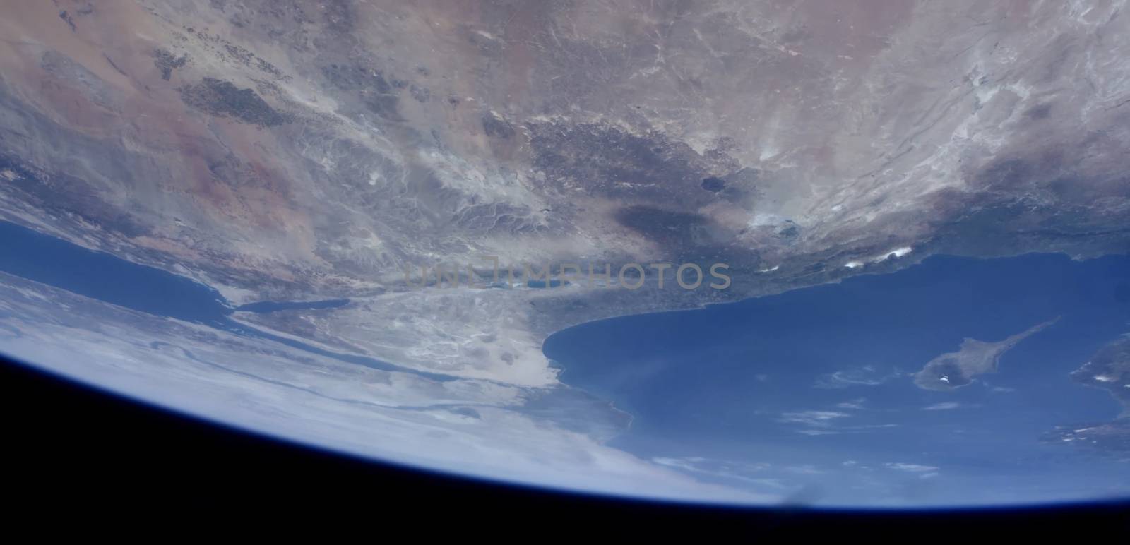 Mother Earth view from space, computer graphics. Near space above the ground by nyrok