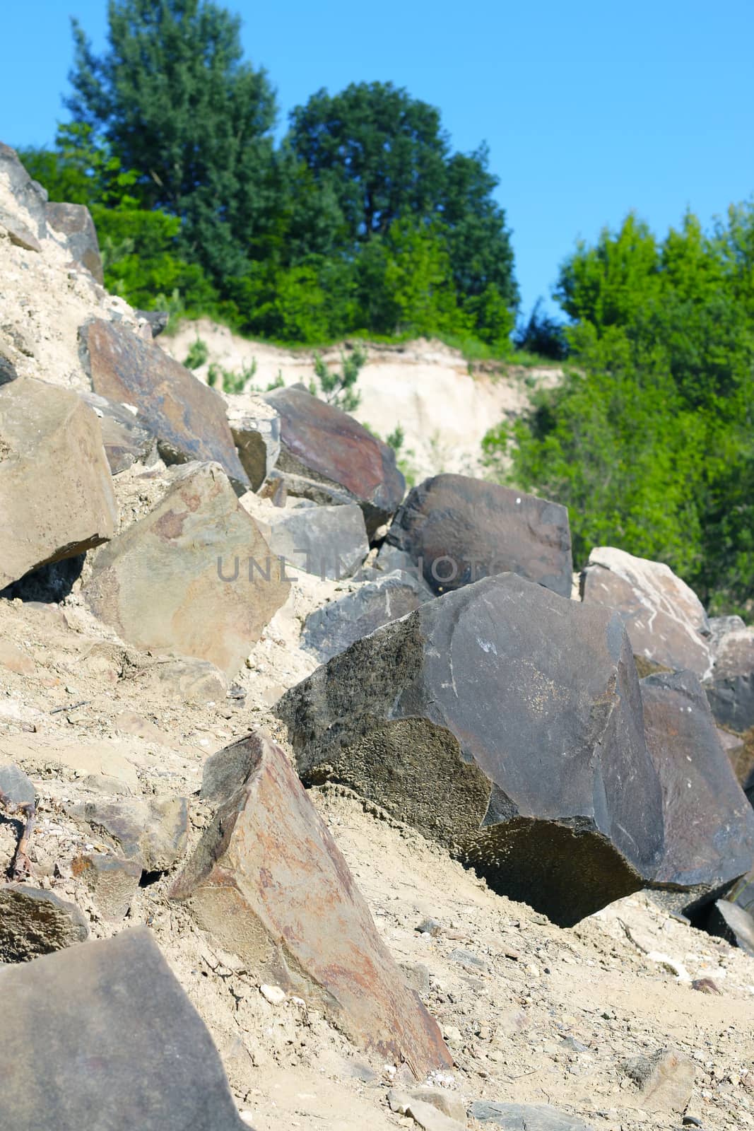 Basalt columns rock stone. Beautiful geological landscape