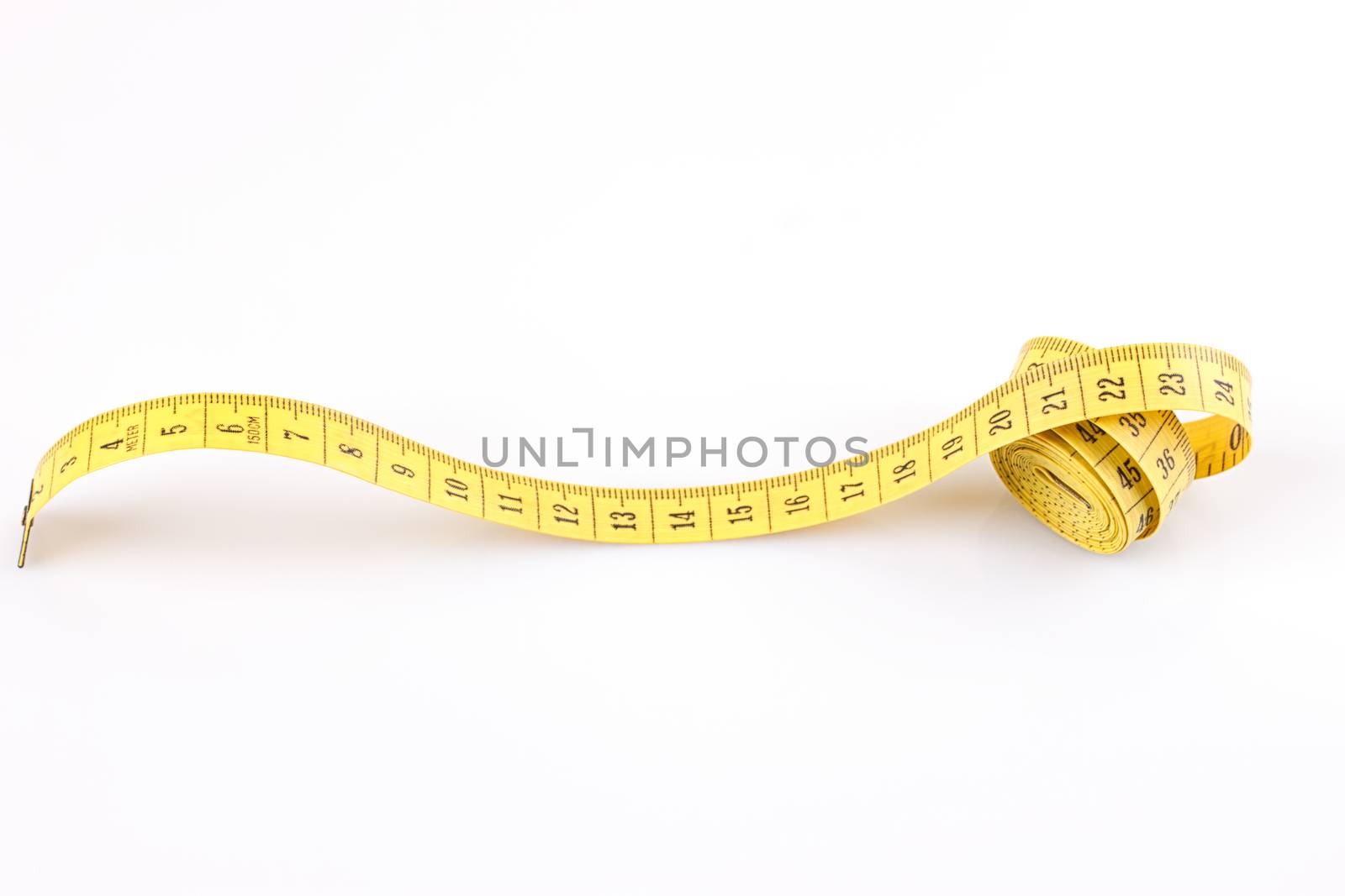 measure tape yellow isolated on white background