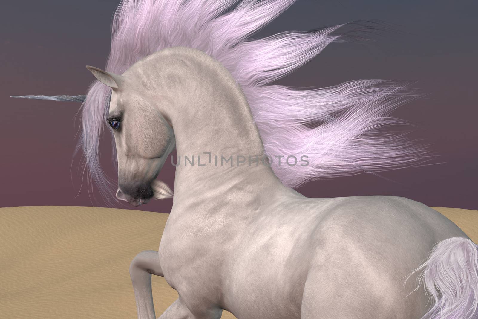 A Unicorn is a creature of myth and fantasy and has cloven hooves, forehead horn and a beard.