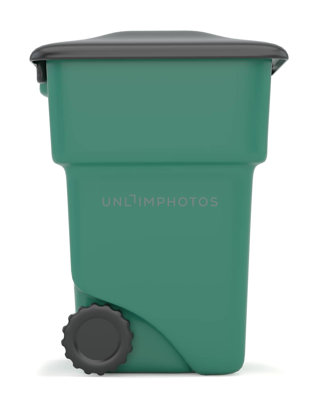 Green closed container for garbage isolated on white background. 3d rendering by Mirexon