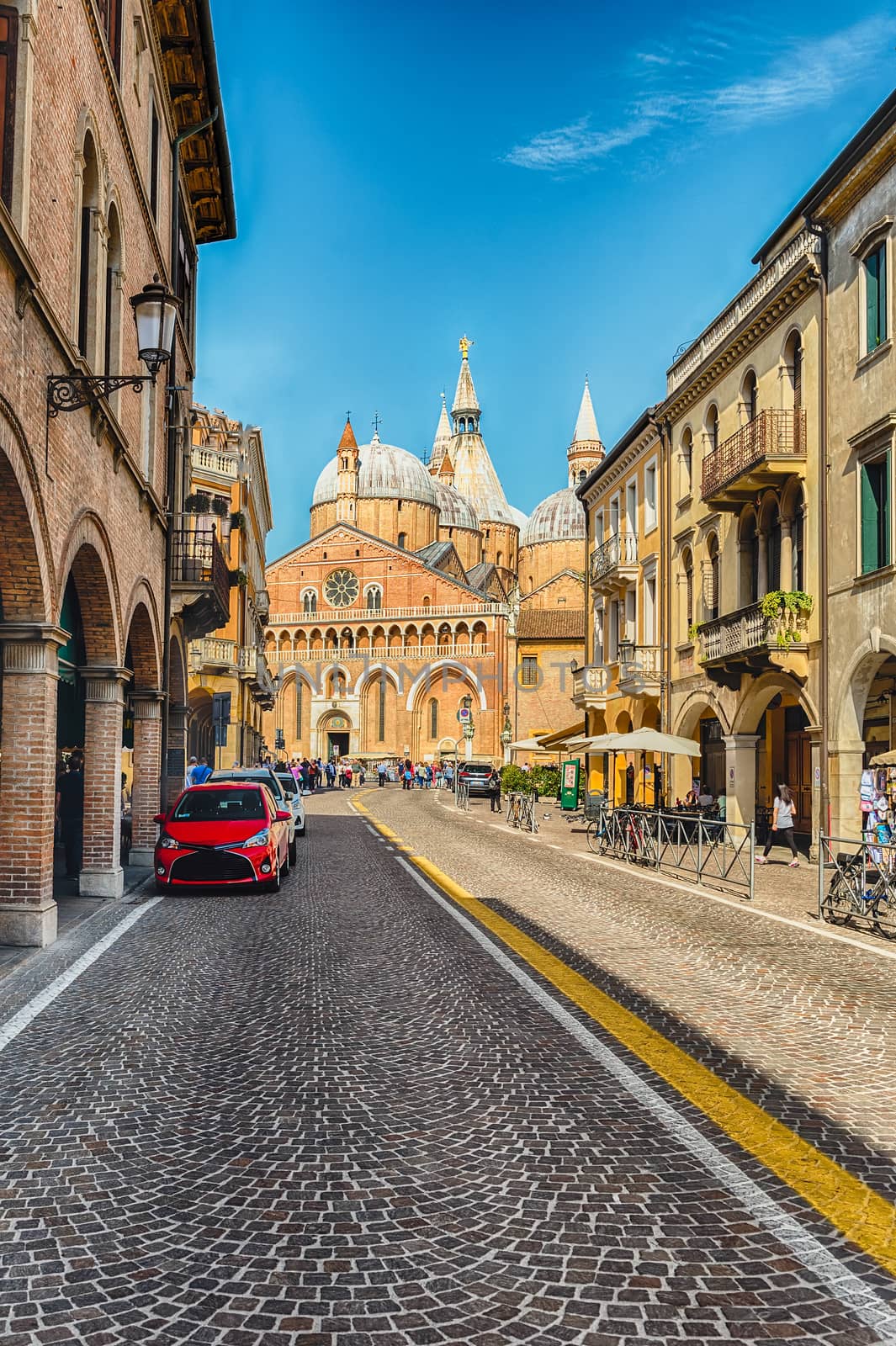 Facade of the Basilica of Saint Anthony, iconic landmark and sightseeing in Padua, Italy