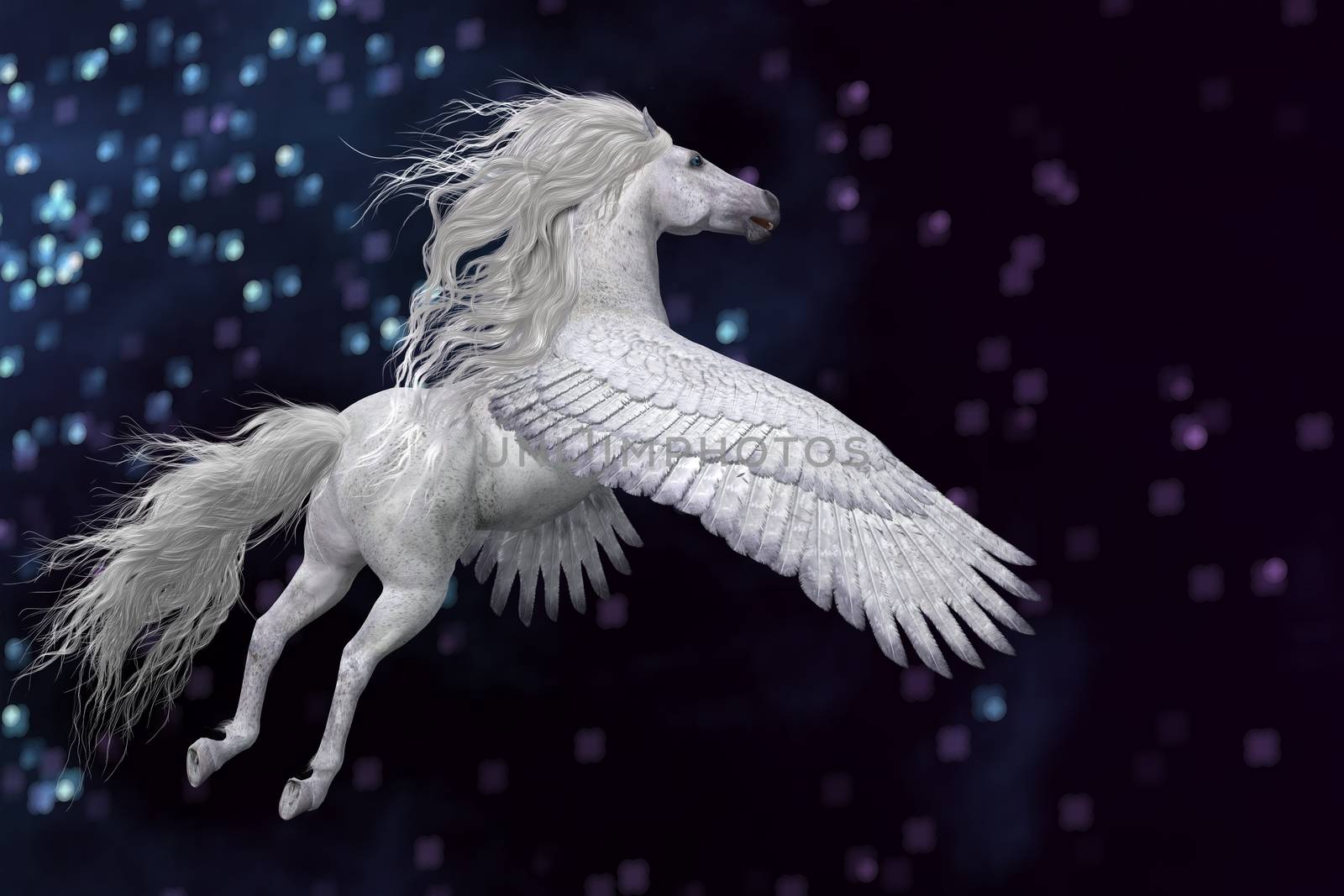 White Pegasus in Sky by Catmando