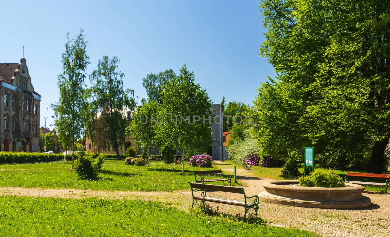 Restored Park on the street 5. Kveten, Jablonec nad Nisou, Czech Republic