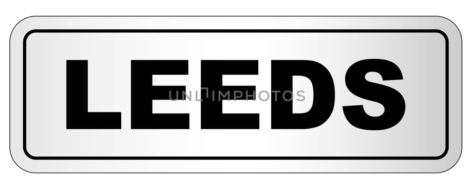 The city of Leeds nameplate on a white background
