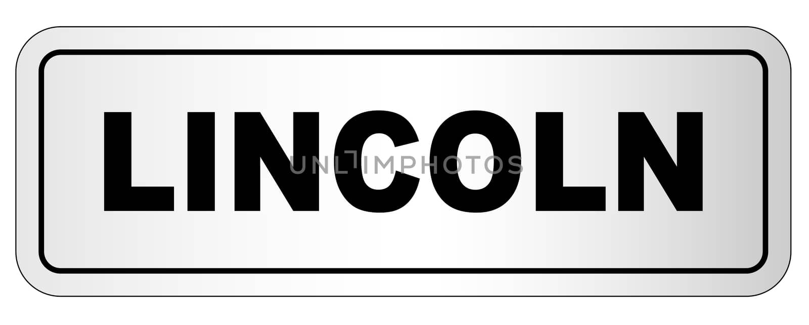 The city of Lincoln nameplate on a white background