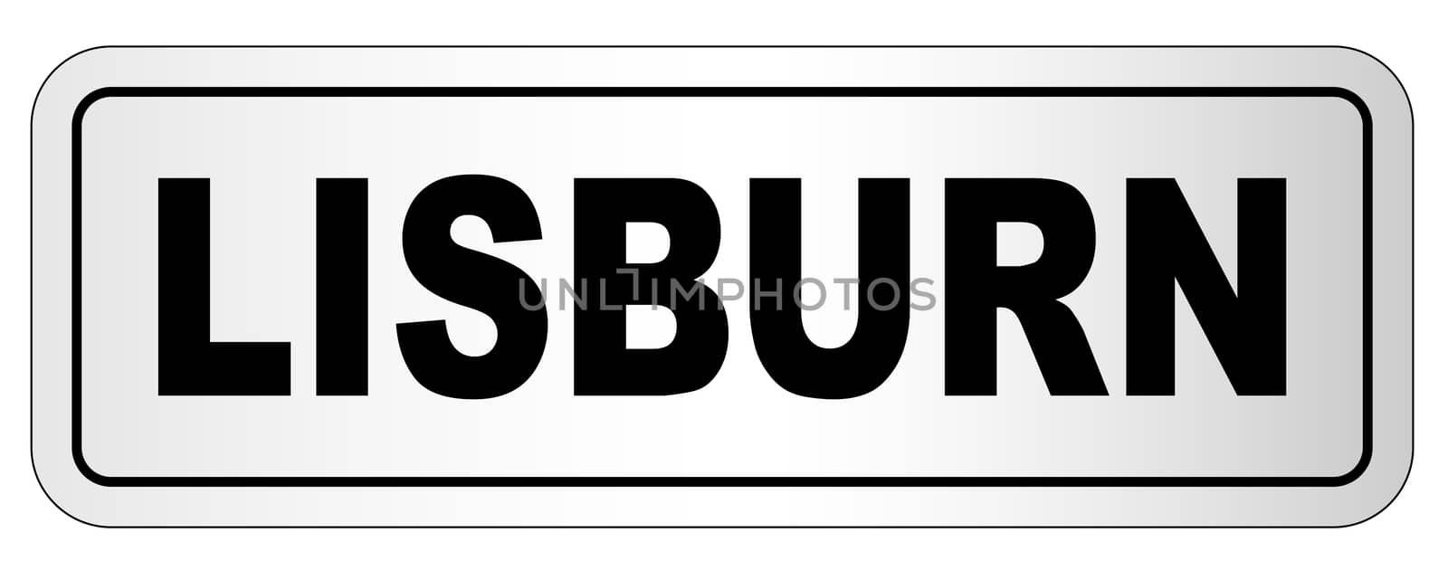 The city of Lisburn nameplate on a white background