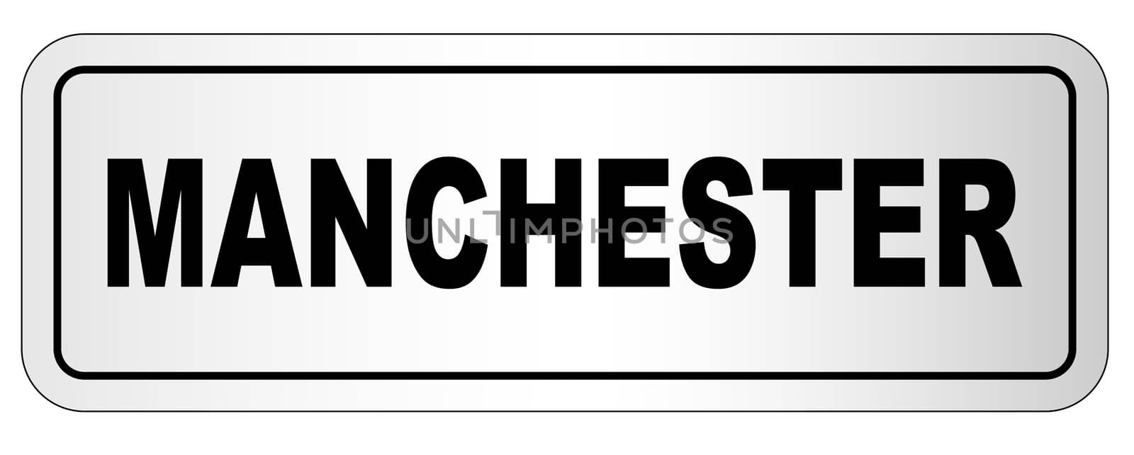 The city of Manchester nameplate on a white background