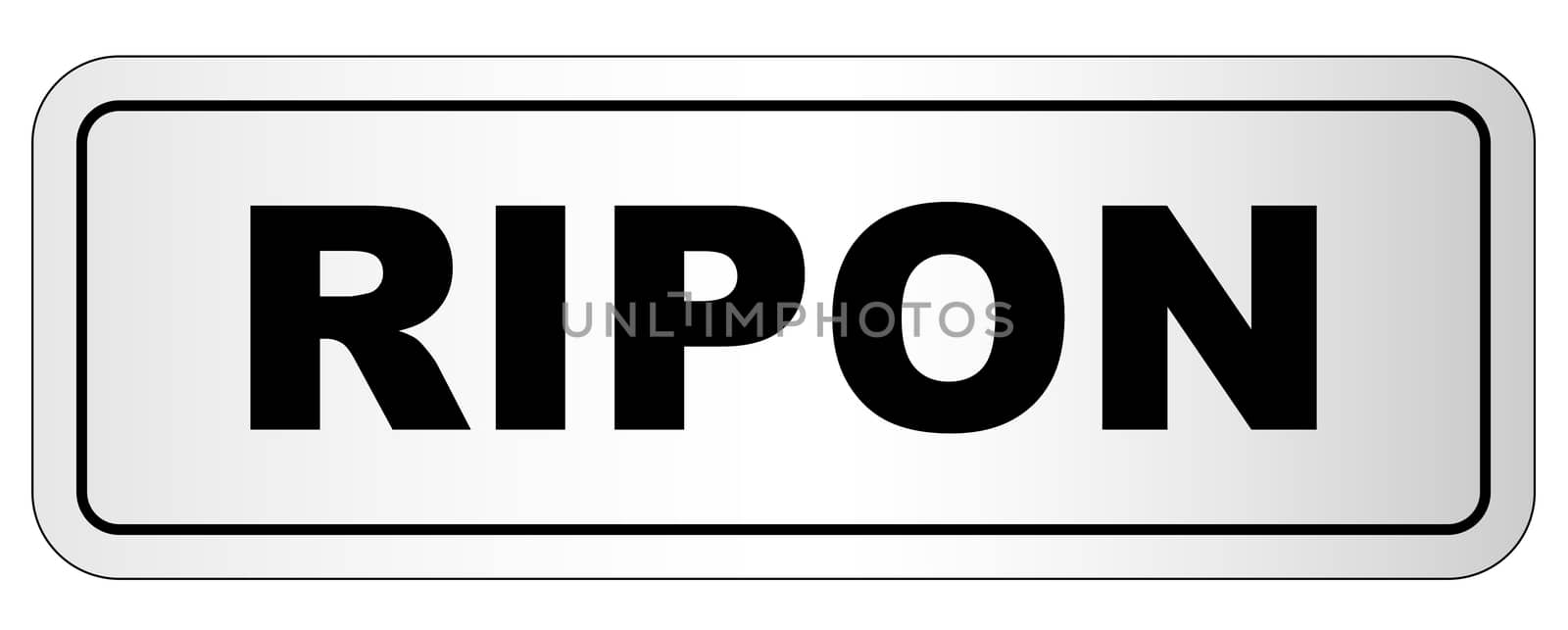 The city of Ripon nameplate on a white background