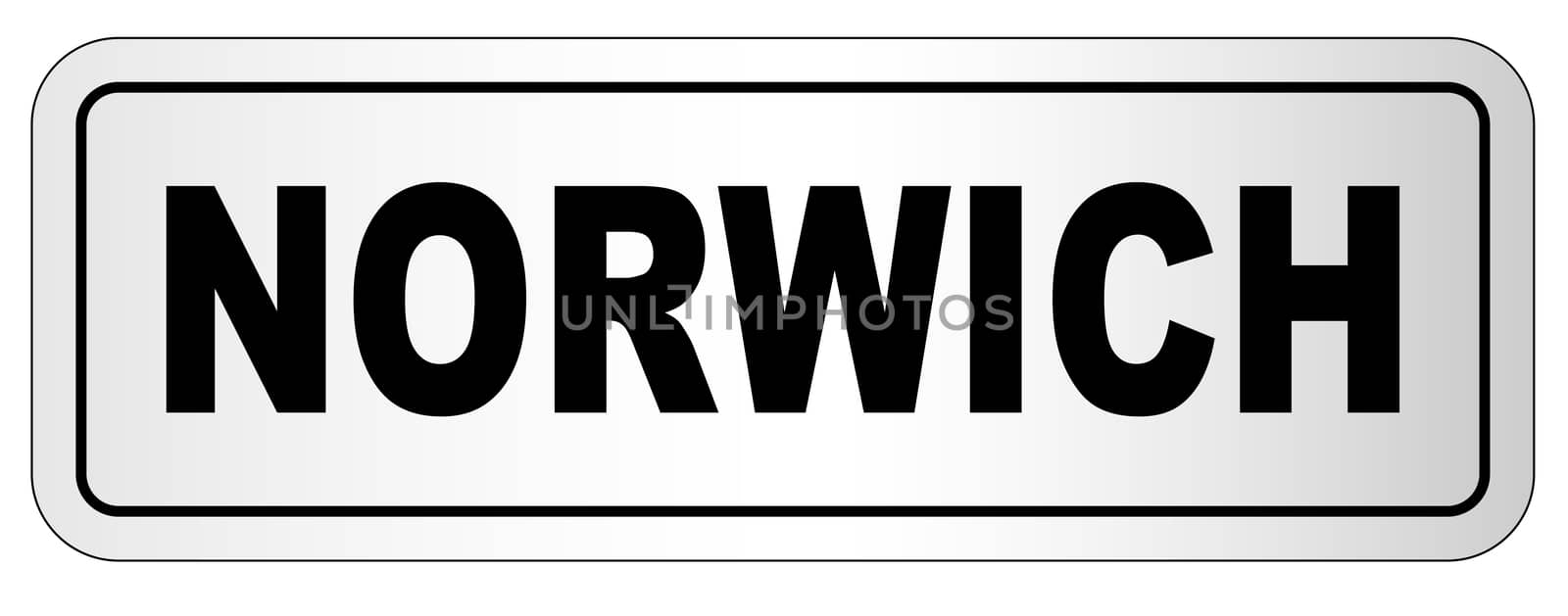 The city of Norwich nameplate on a white background