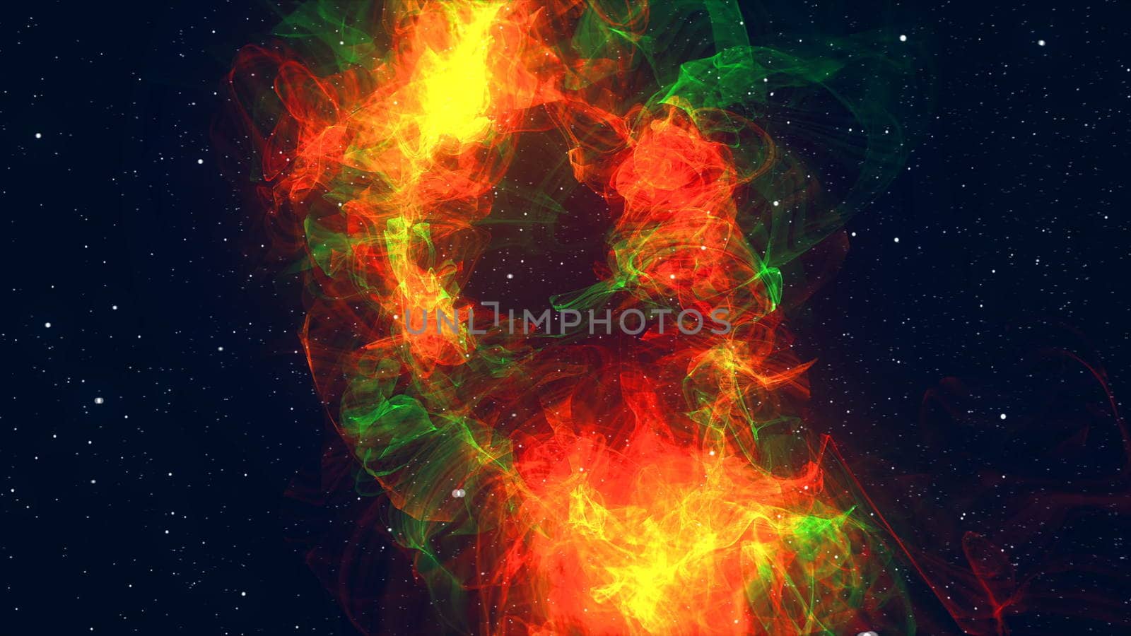 Colorful space background. Glowing galaxy. 3d rendered