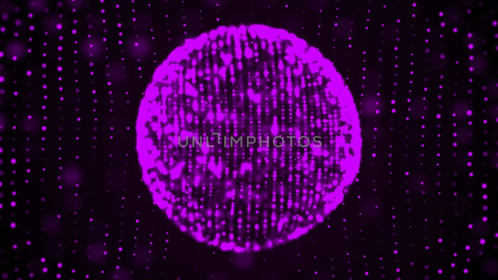 Colorful sphere in space with glowing particles. Abstract background. 3d rendered