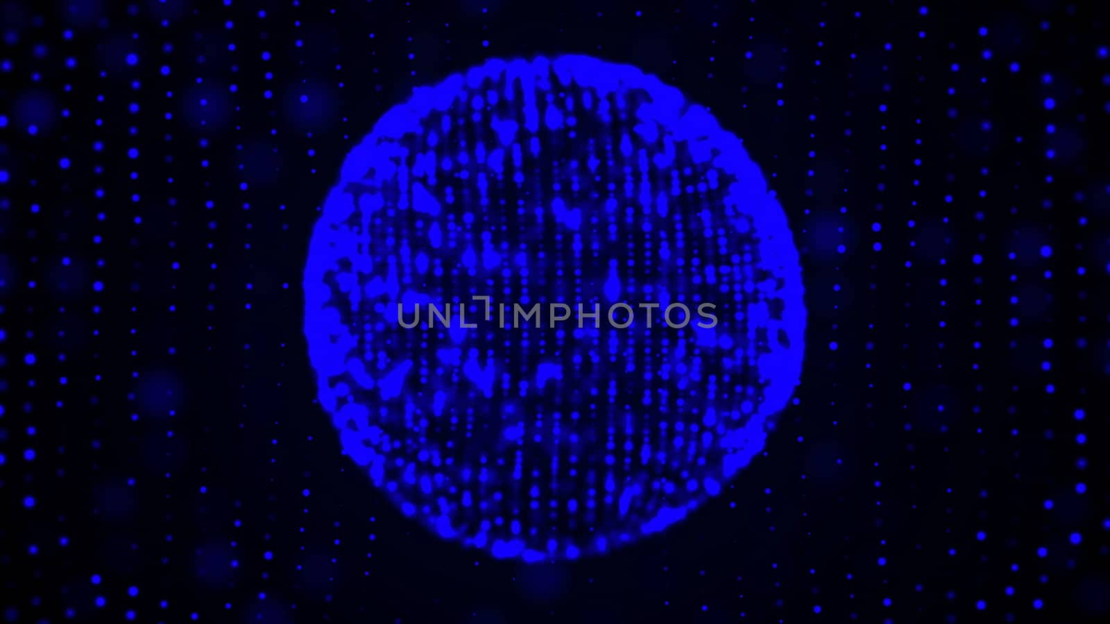 Colorful sphere in space with glowing particles. Abstract background. 3d rendered