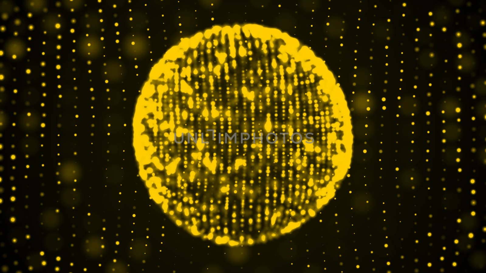 Colorful sphere in space with glowing particles. Abstract background. 3d rendered