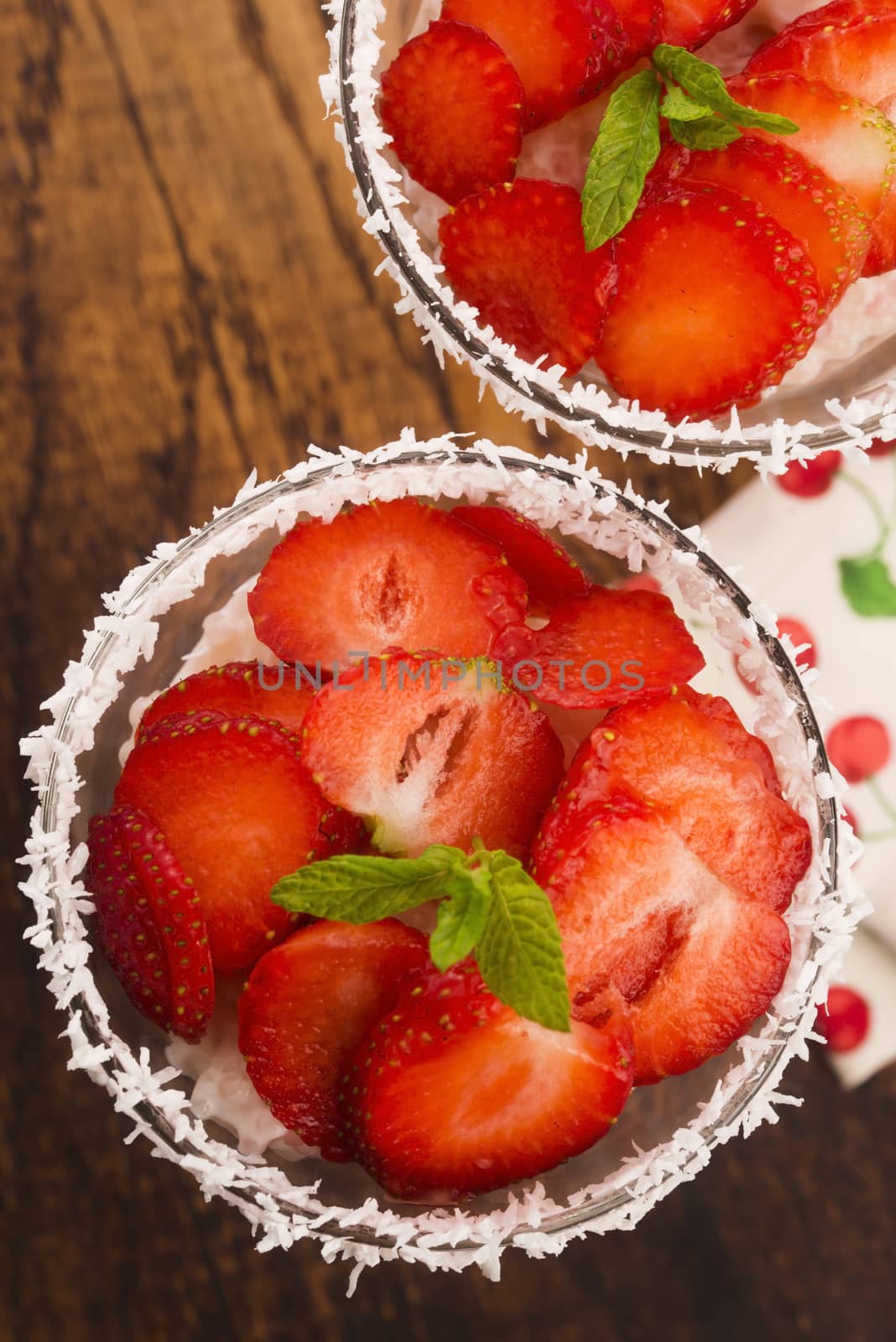 A serving of strawberry over tapioca and jelly by joannawnuk