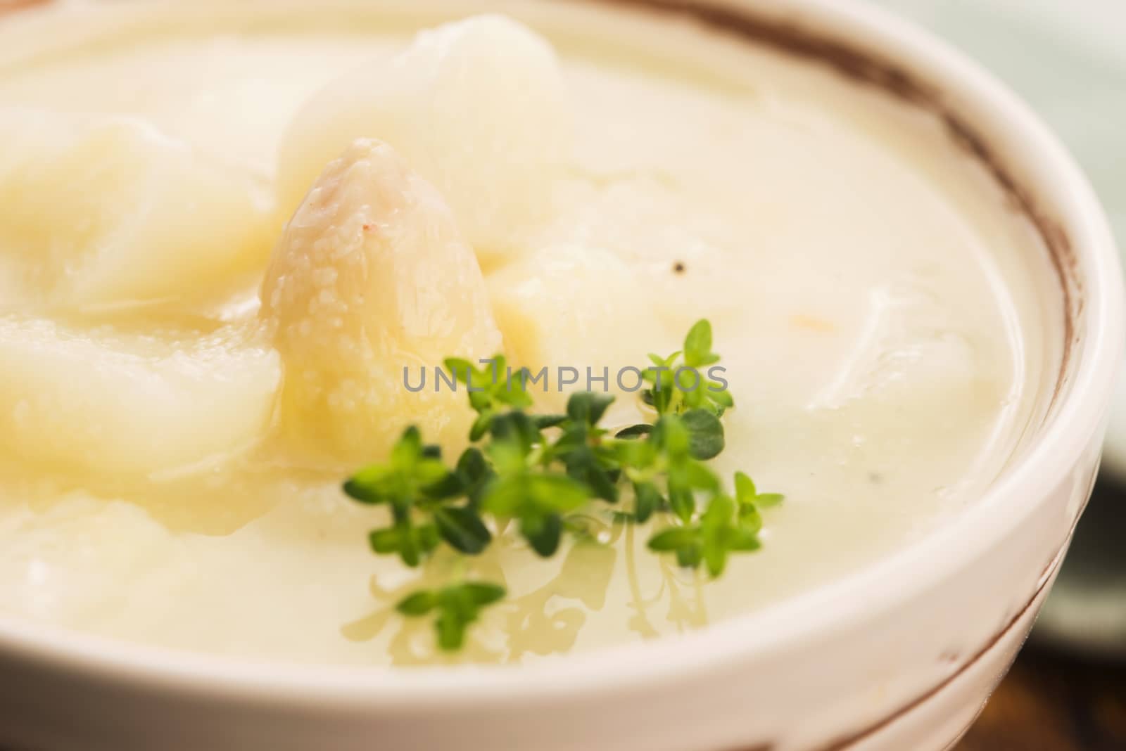 Fresh soup of white asparagus by joannawnuk