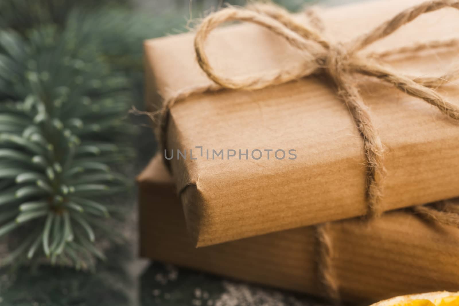 Stack of two holiday gifts by joannawnuk