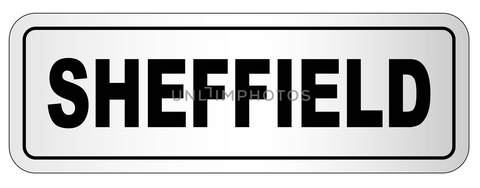 The city of Sheffielf nameplate on a white background
