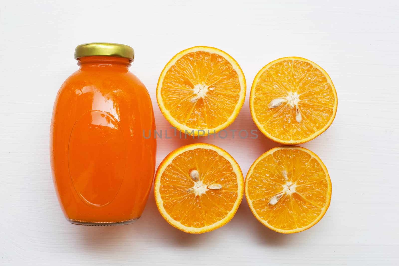 Orange juice isolated on white background.