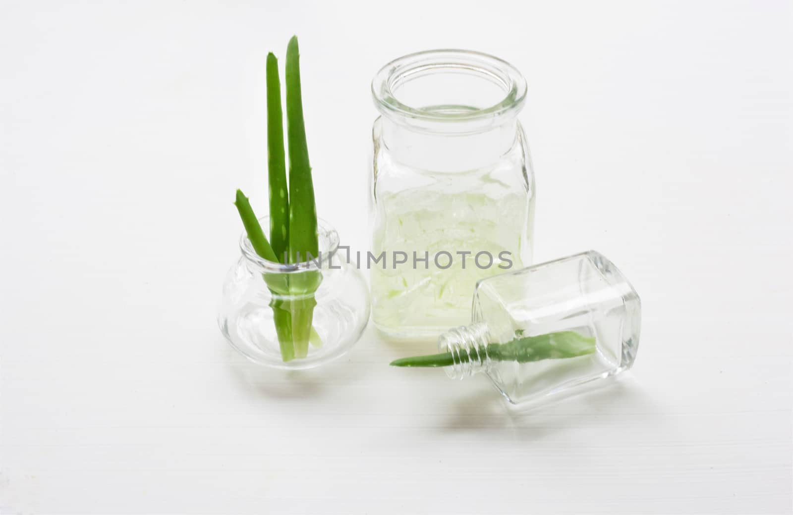 Aloe vera gel  on white background.