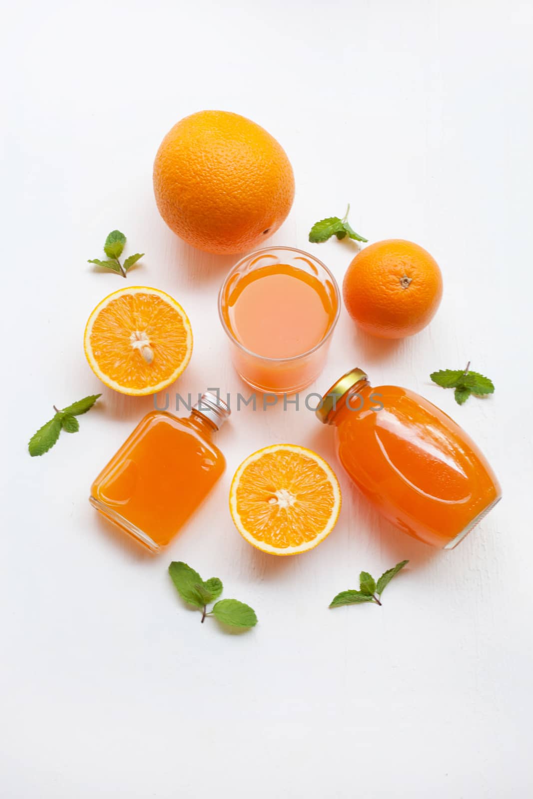 Orange juice isolated on white background.