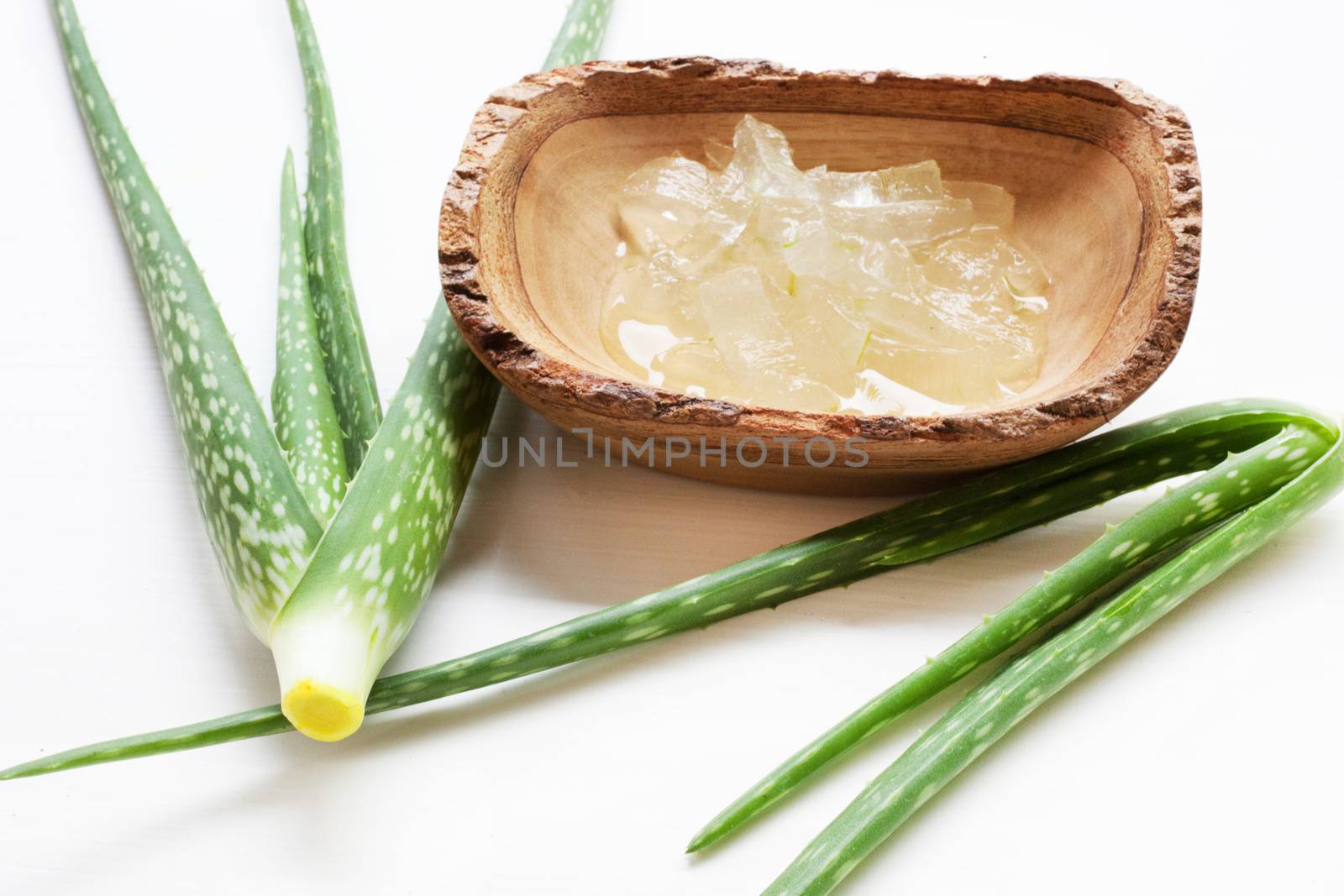 Aloe vera gel  on white background.
